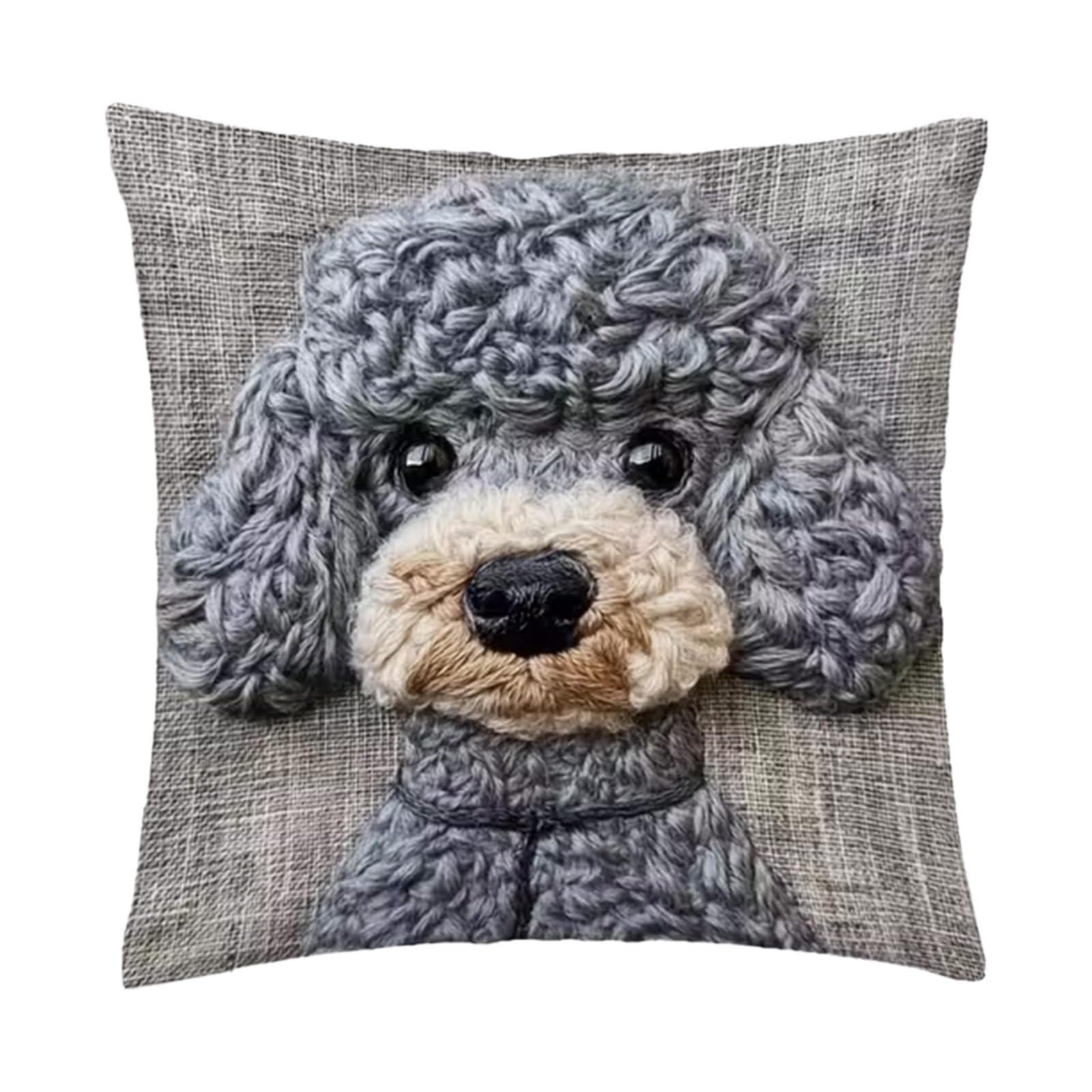 YBEBEWE Cute Animal Print Pillow Cover, Animal Embroidery Cushion Case, Fun Decoration For Living Room Sofa And Bed, Christmas Decoration, 18x18 Inches. (Puppy2) — image 1