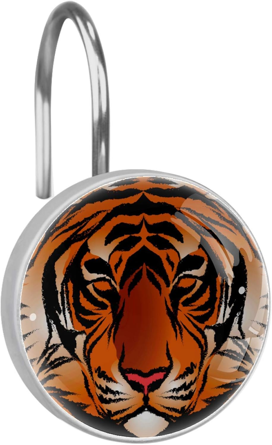 Siebzeh Bengal Tiger Stripe 12PCS Shower Curtain Hooks Metal Resin Hooks Anti Rust Glass Stainless Steel Hooks for Bathroom Baby Room Living Room Home Decor