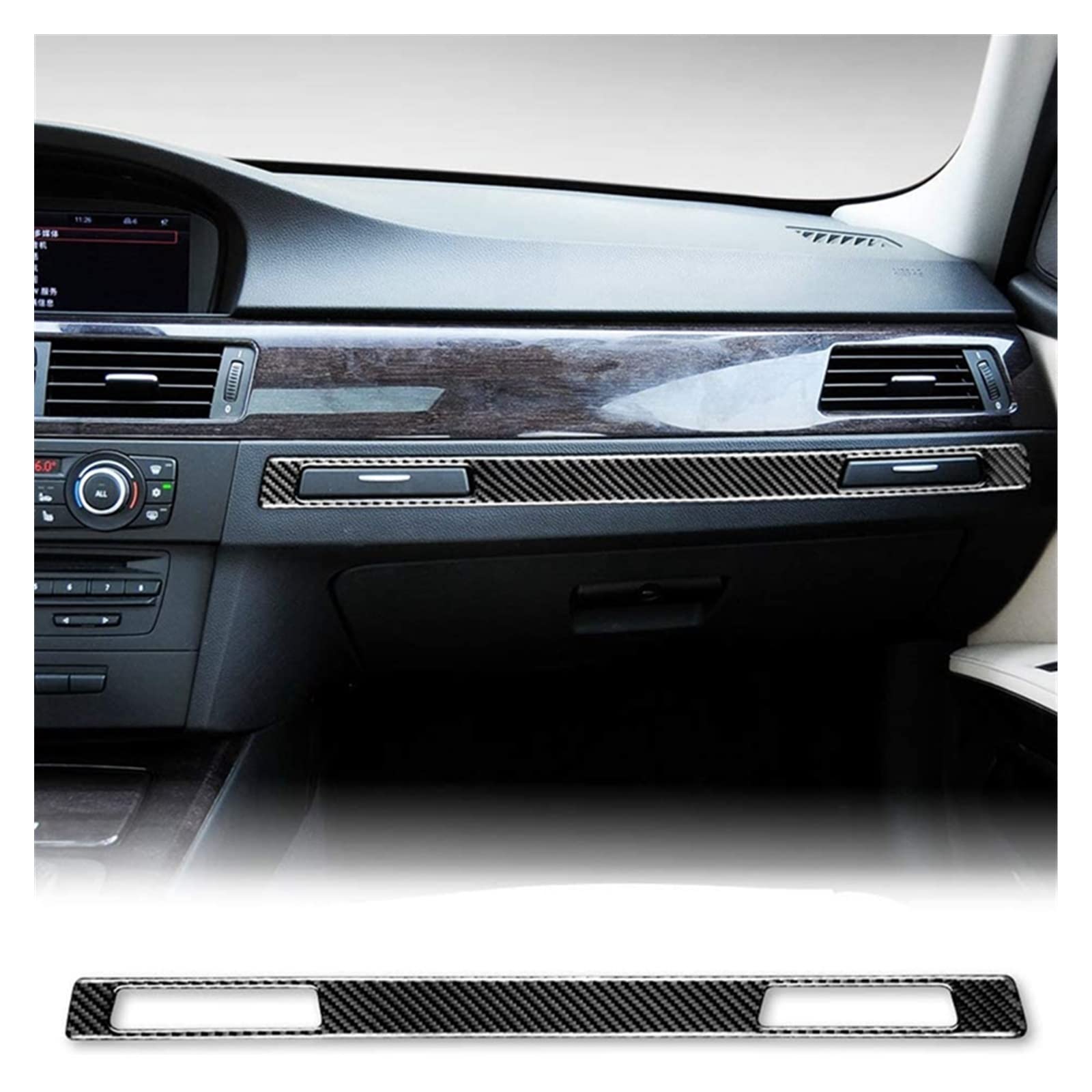 Czarny pasek kontrolny środka samochodu z włókna węglowego tapicerka stylizacja wnętrza pasuje do BMW-serii 3 E46 1997-2004 Auto akcesoria do wykończenia zestawy naklejek ochronnych