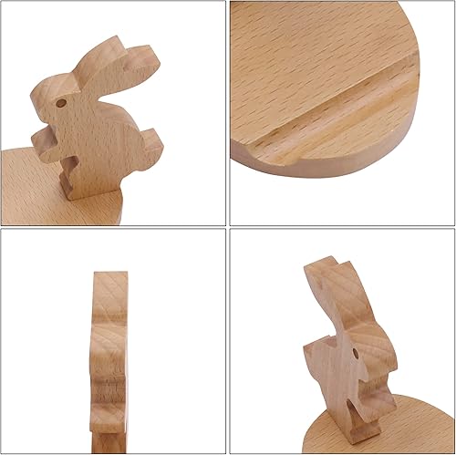 Miniatura 4 de Lindo conejo teléfono celular soporte de madera del teléfono soporte animal universal teléfono celular titular escritorio para todos los teléfonos