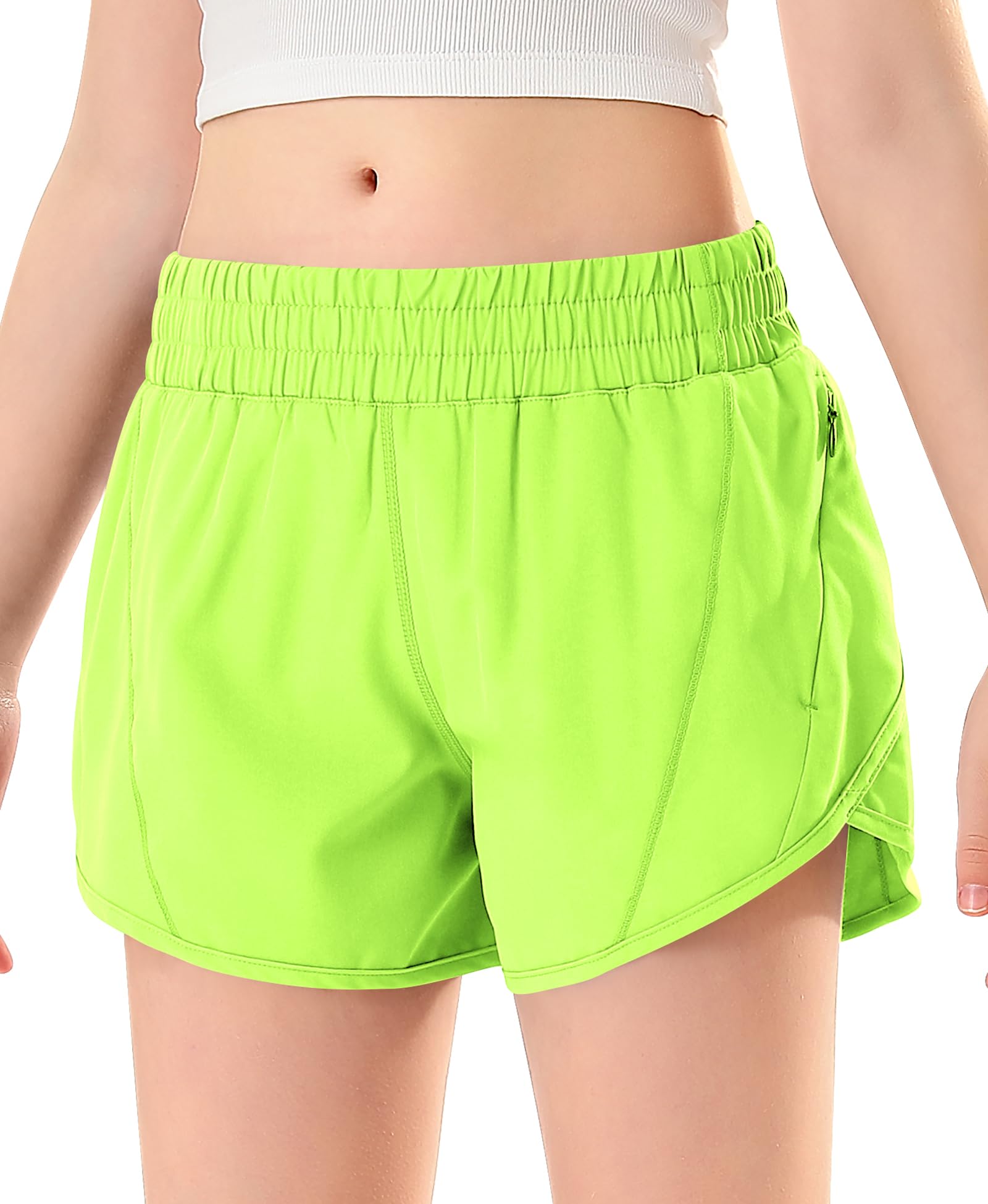 DOCUMO Girls Athletic Shorts with Zipper Pockets 4-14Y