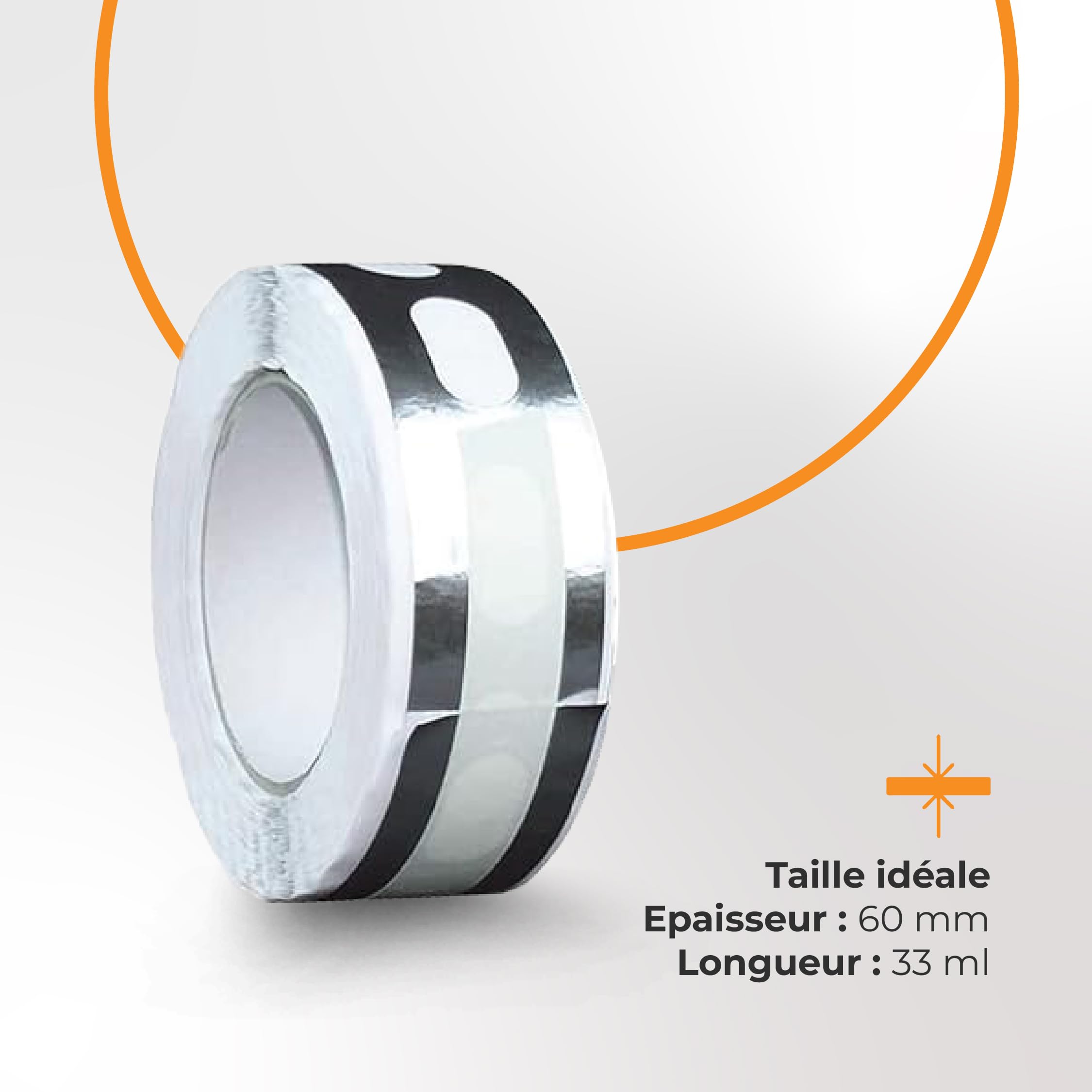 Ruban Adhésif en Aluminium perforé - Pour Sceller les Plaques en Polycarbonate - Anti-moisissure - Permet l'aération - 60 mm x 33 ml