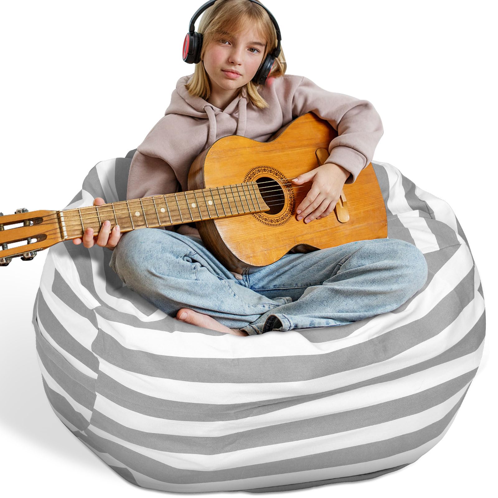 Bag Storage Chair Cover Versatile with Zipper, Sturdy Beanbag Covers, Large Capacity Storage Bean Bag Cover for Organizing Things