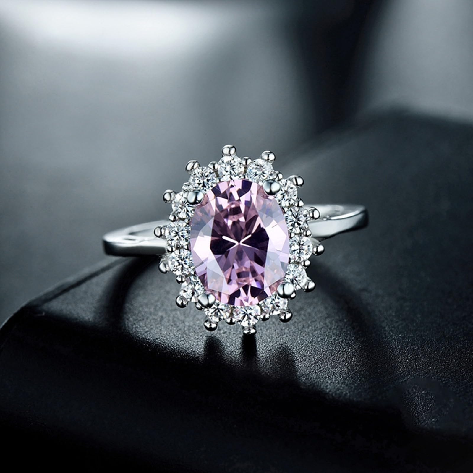 Wycian Anillo de compromiso de plata de ley 925 con circonitas de lujo, tamaño 57 (18,1)