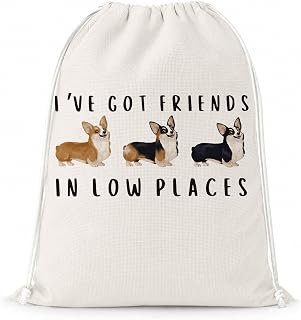 KDHTY Cute Corgi Dog Birthday Gift Drawstring Wrapping Bag,Large Dog Themed Employee Appreciation Gift Bags Decorations for Coworker,Team Member Appreciation Gifts Bags Birthday Party Supplies