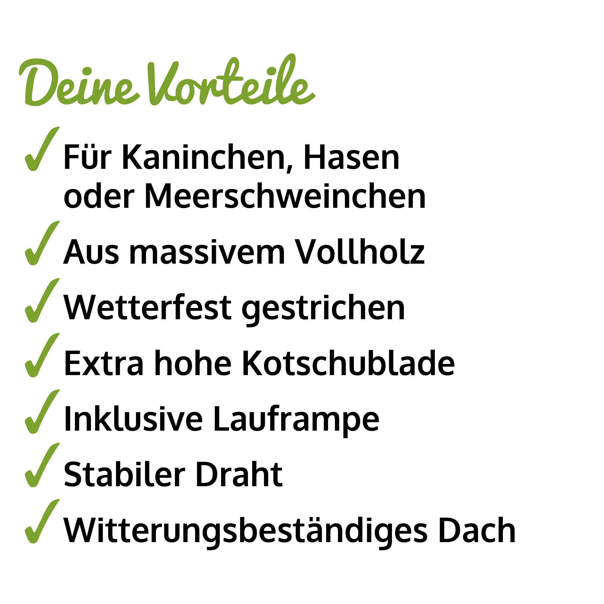 zooprinz großer Hasenstall - aus edlem massiven Vollholz ideal für draußen - Einfach zu reinigen Dank der Kotschublade - Kleintierstall mit ungiftiger Farbe gestrichen - Kaninchenstall Hasenstall