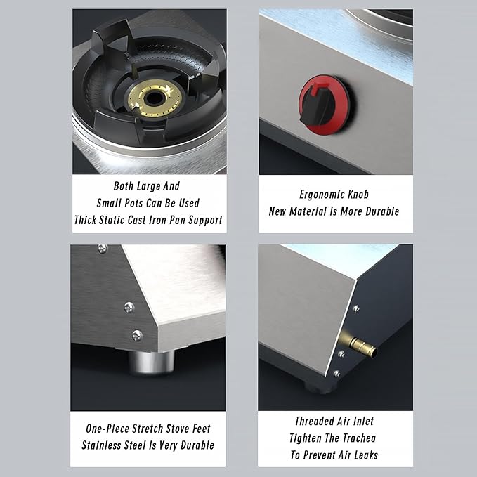 Estufa de Gas de 1 Puesto Acero Inoxidable Diseño de Mesa miniatura 3