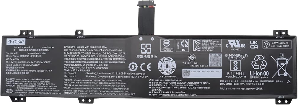 L21B4PC0 Laptop Battery 80Wh Compatible with Lenovo Legion 5 15IAH7H 15IAH7 15ARH7H 15ARH7 / Legion 5 Pro 16IAH7H 16ARH7H 16ARH7 16IAH7 Series L21M4PC2 L21D4PC1 L21C4PC1 L21M4PC3