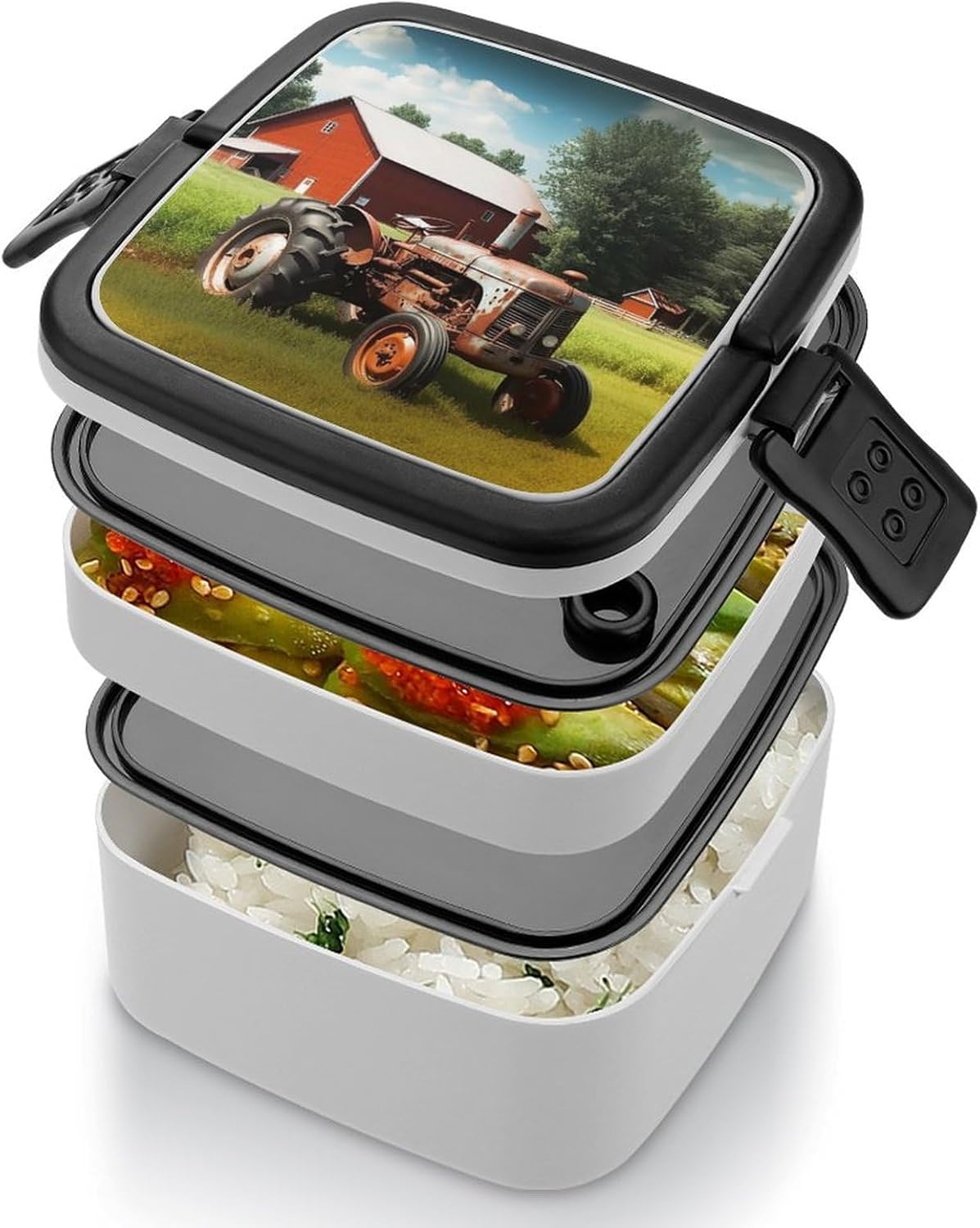Adults Lunch Box Adult Bento Box Stackable Bento Box BPA-Free Company Farm Tractor Lunch Box Food Container Ideal for Meal Prep, Work, And On The Go