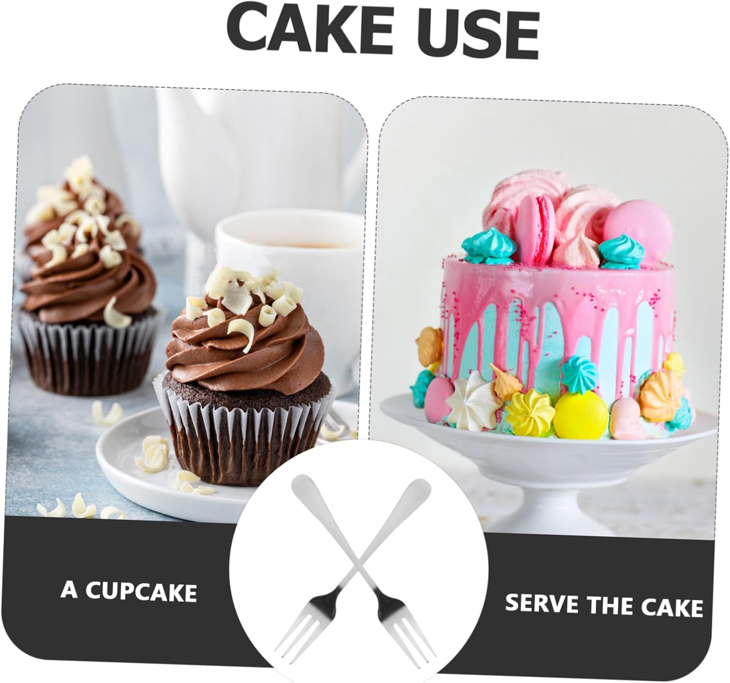 ABOOFAN 4sets Stainless Steel Cake Forks Mini Appetizer Forks Portable for Desserts Fruit Salad Home Restaurant Use 12pcs*4