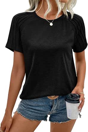 Women's Summer Short Sleeve T-Shirt - Loose Fit Casual Crewneck Tee