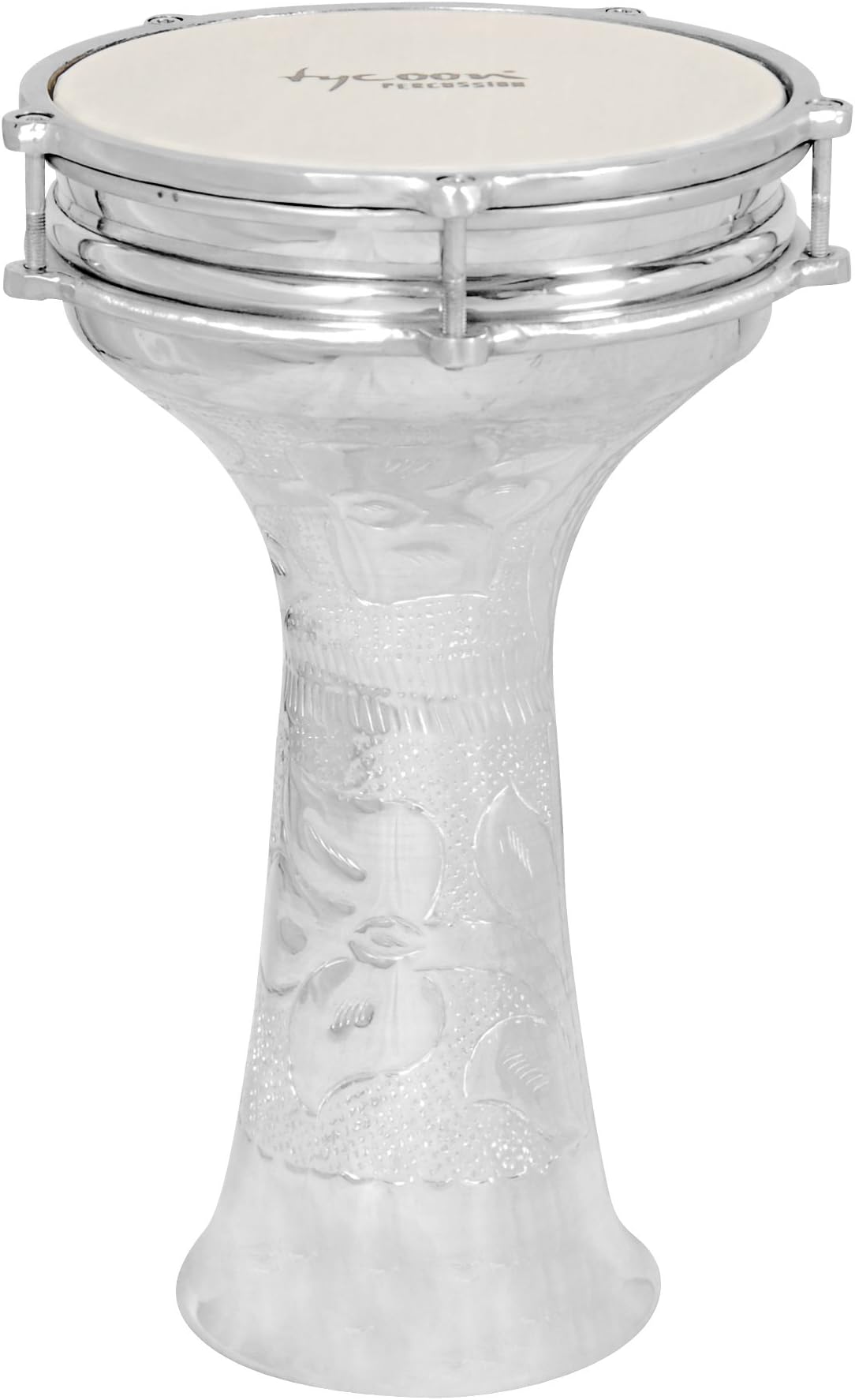 Tycoon Percussion 14" Hand Hammered Aluminum Darbuka, Silver, TDA-HC14