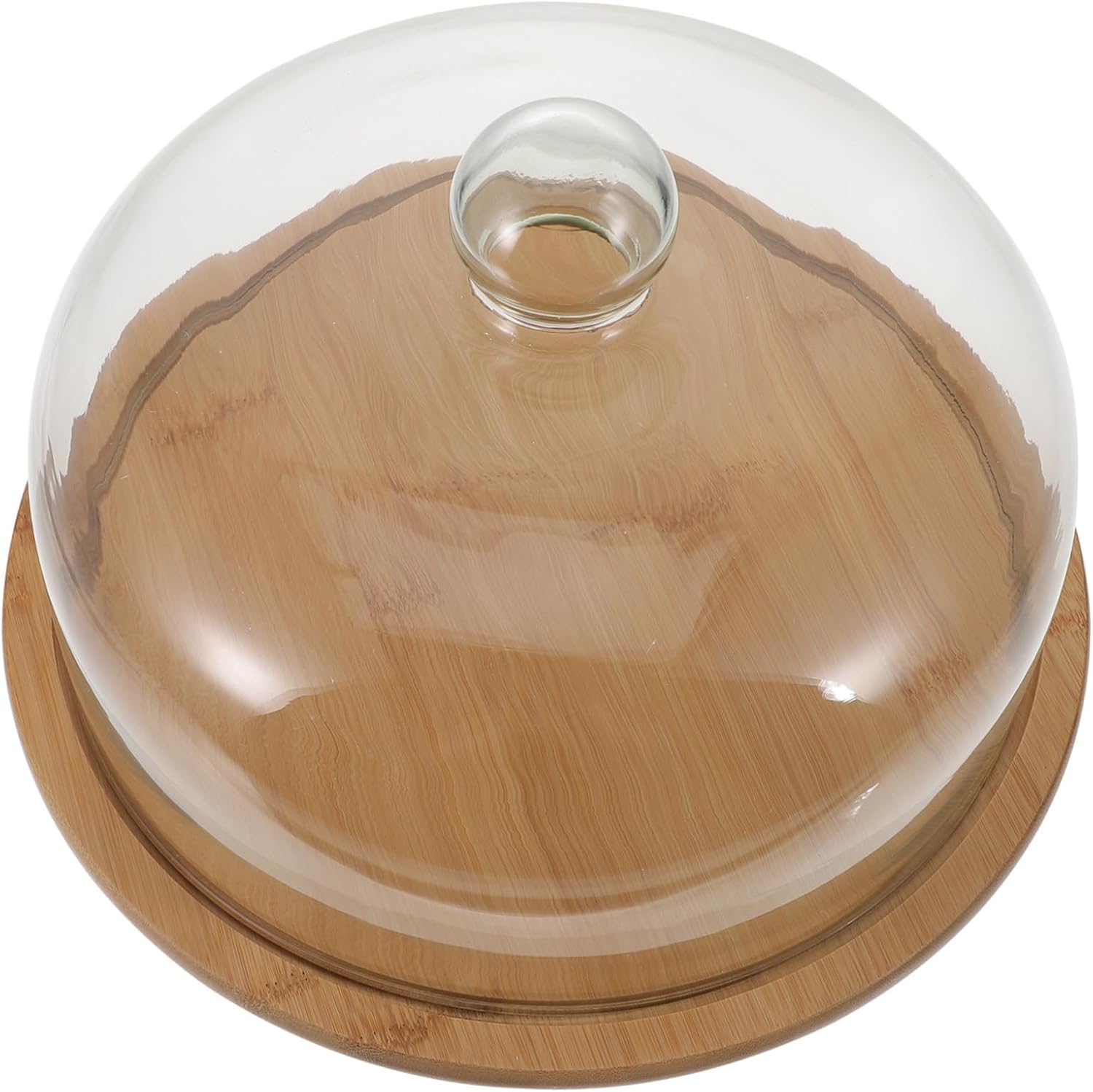 1Set Glass Food with Wood Base Dessert Tray for Cake Snacks and More Glass Food Cover