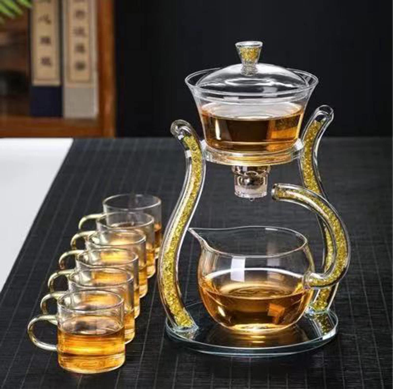 Set di tazze da tè cinese semiautomatiche, in vetro, con deviazione magnetica dell'acqua, per casa e ufficio, perfetto per gli appassionati di caffè e tè