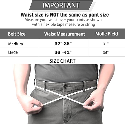 Miniatura 5 de Gwild Concepts Cinturón táctico de batalla  Cinturón MOLLE de 1.75 pulgadas con cinturón interior de 1.5 pulgadas, cinturón de combate de liberación