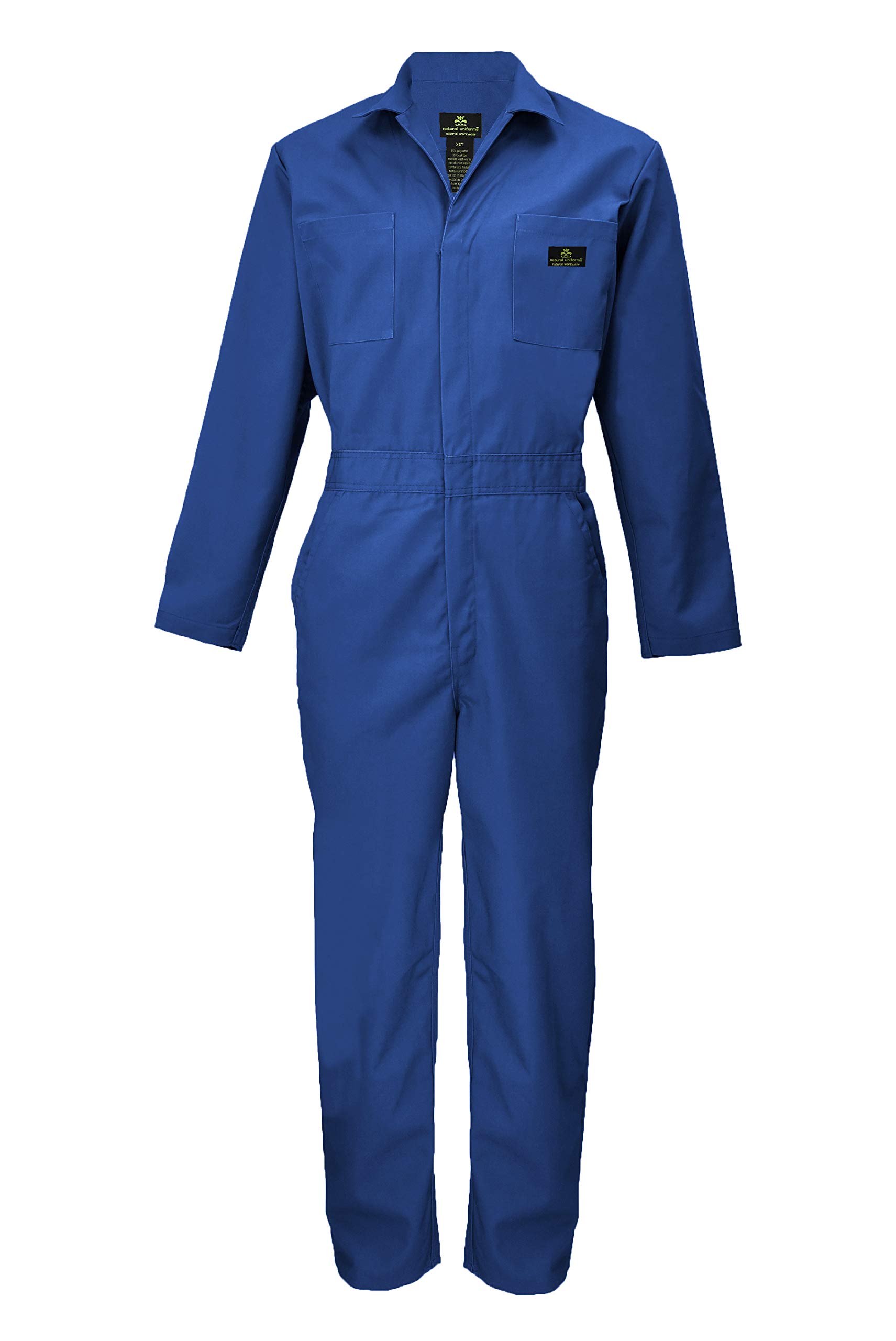 Natural UniformsMens Long Sleeve Zip Up Twill Coverall, Stain and Wrinkle Resistant