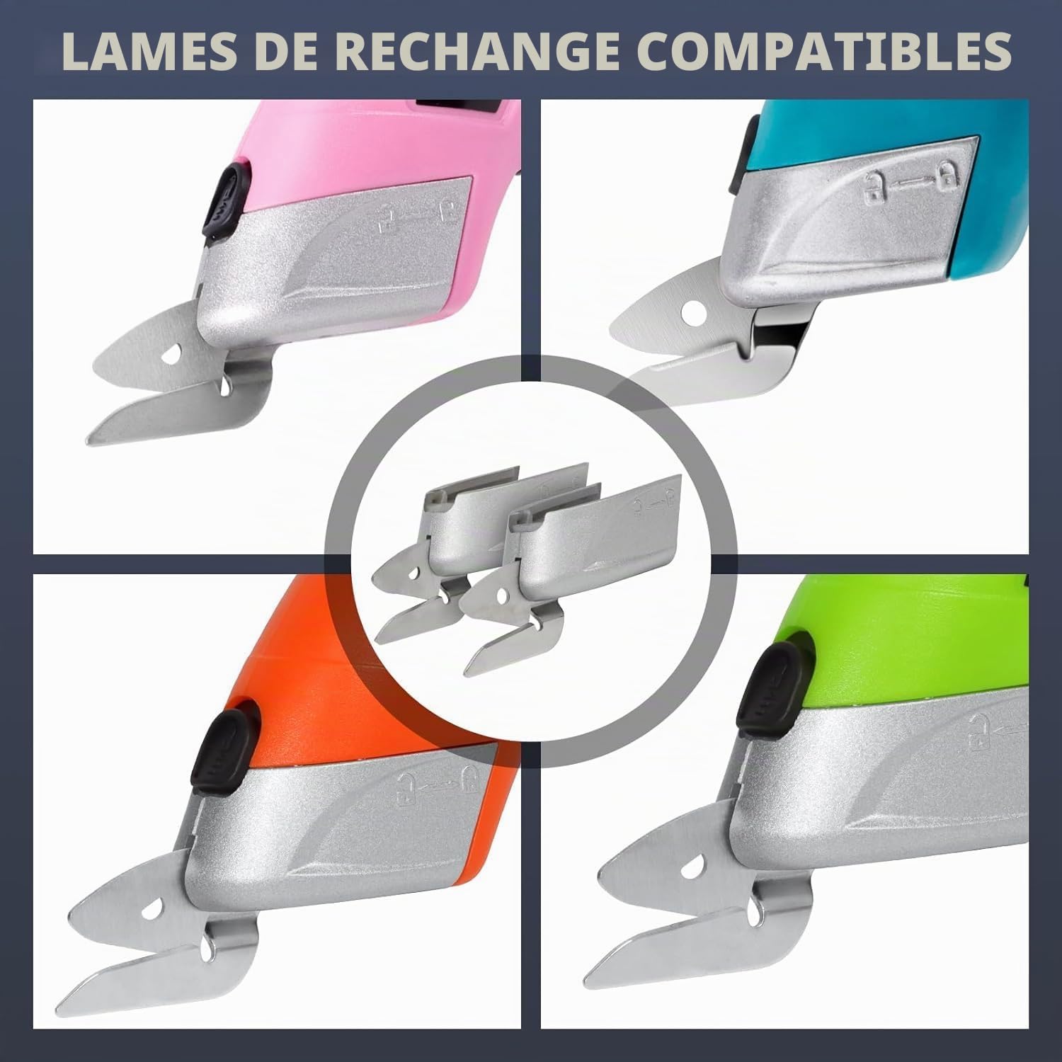 Lames Tranchantes pour Ciseaux Électriques, 2 Lame de Rechange pour Couper Carton Cuir Tapis Tapis en Plastique Plante en Pot