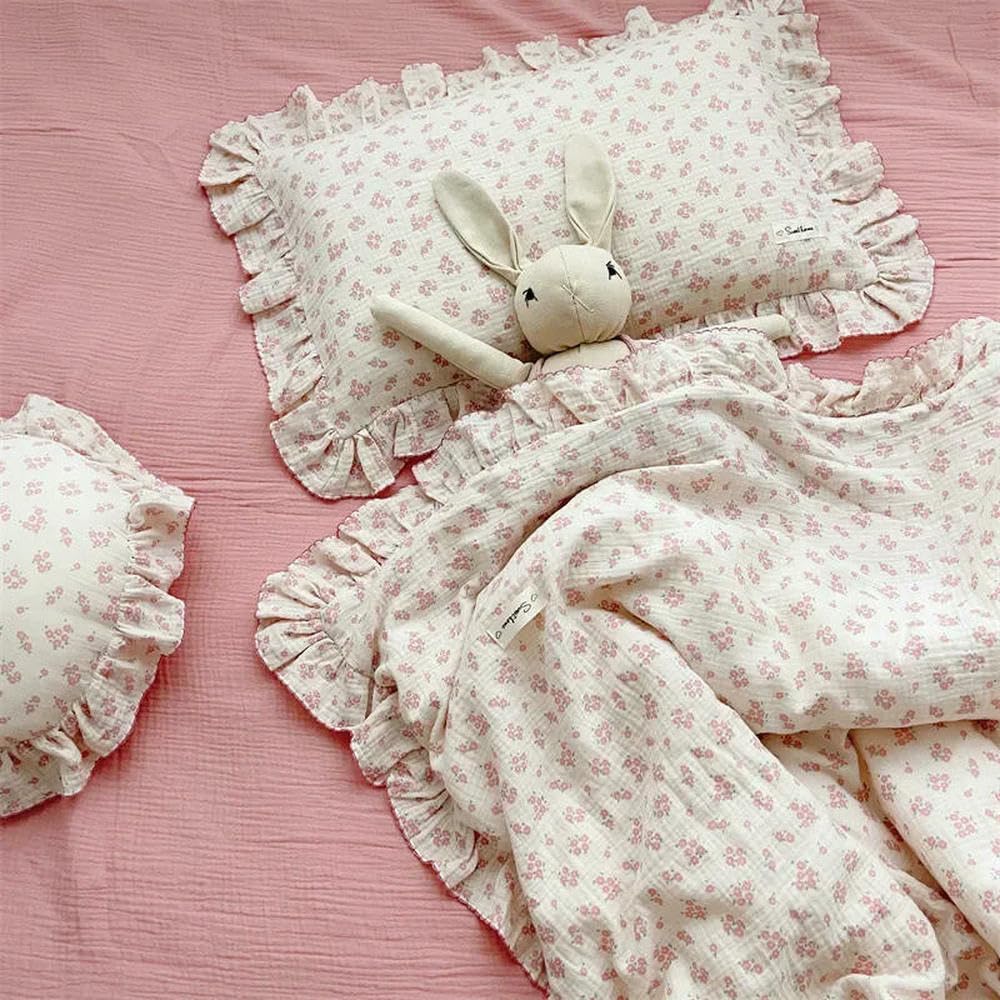 KKRANG Pillowcase Floral Print Cotton Muslin Newborn Pillow Case Cover 30x50cm 48x74cm