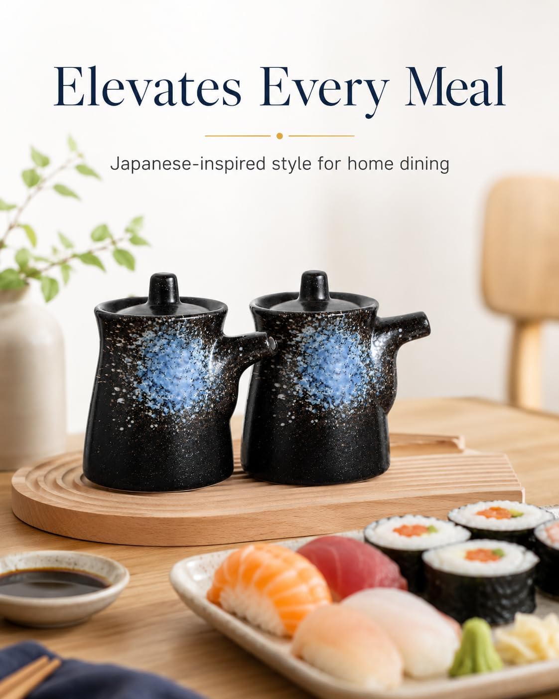 PRETYZOOM 2pcs Japanese Ceramic Soy Sauce Dispenser