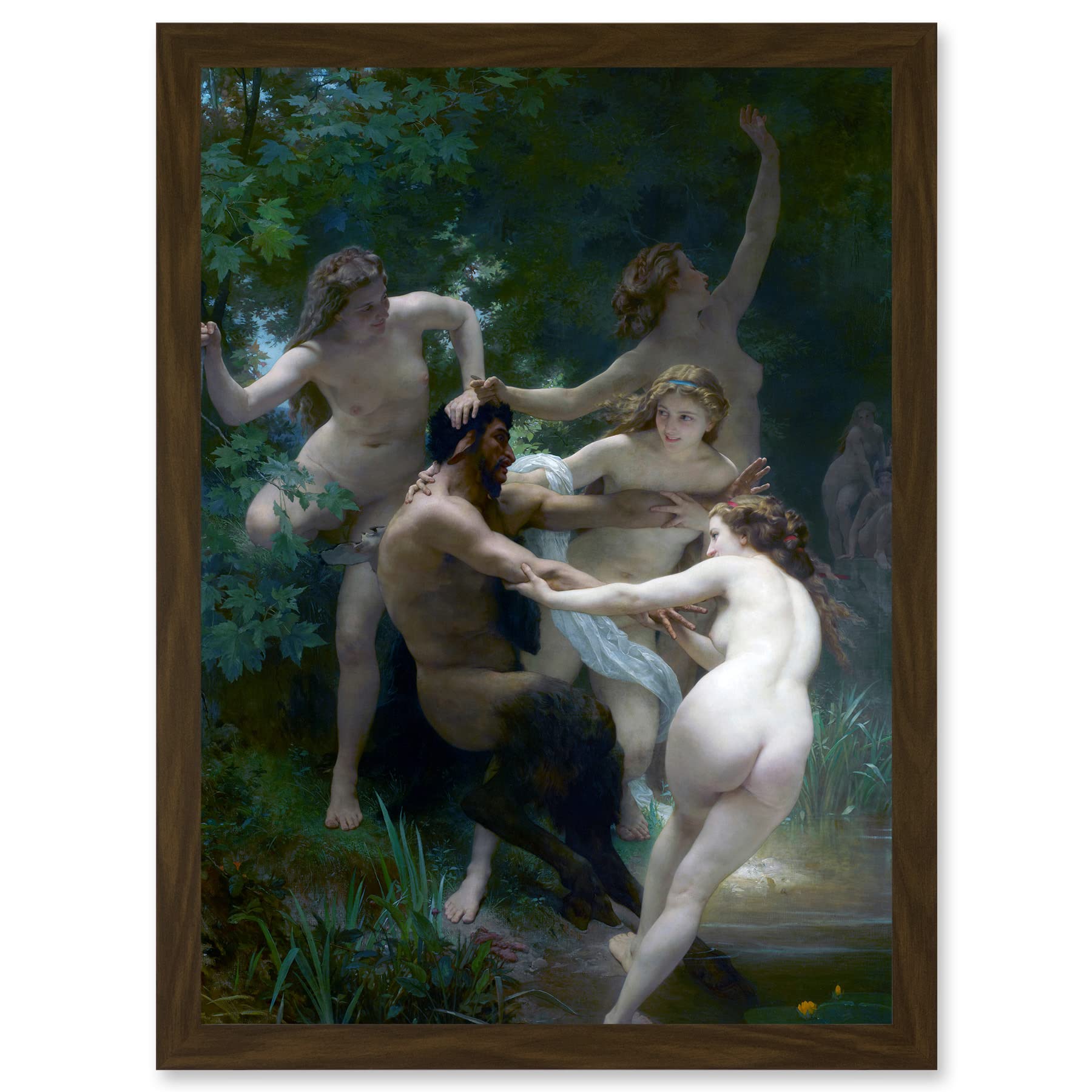 Artery8 William Adolphe Bouguereau Nymphs Satyr Painting Artwork Framed Wall Art Print A4