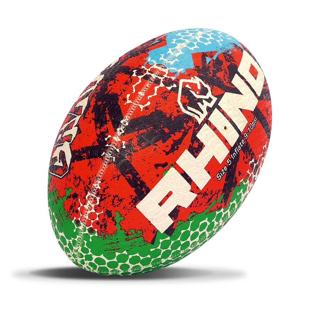 Rhino Unisex's Graffiti Ball Rugby, Red Blue, 5