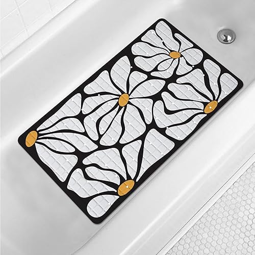 Miniatura 13 de Tapete antideslizante para bañera con hojas de palmera, 15 x 27 pulgadas, con agujeros de drenaje, ventosas, lavable, botánico, Monstera