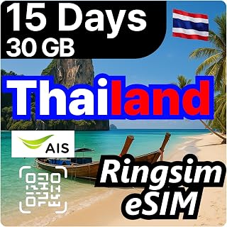 [eSIM] Thailand eSIM | 15DAYS 30GB | 5G, 4G/LTE, Tethering, Hotspot | eSIM with Instant Activation in 10 Minutes | AIS, DTAC, True, | Bangkok, ChiangMai, Phuket, Krabi | Travel eSIM by Ringsim