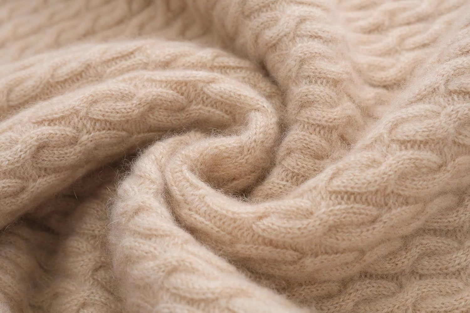 100% Cashmere Women's Cable Knit Cardigan Sweaters for Women Long Sleeve Crew Neck Warm Button Down - Image 7