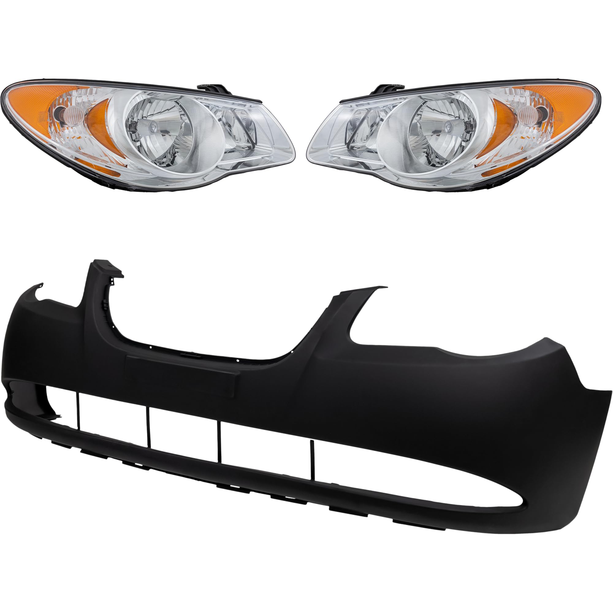 Garage-Pro Headlight 3-Piece Kit Compatible For Hyundai Elantra 2007-2010 Sedan Driver and Passenger Side