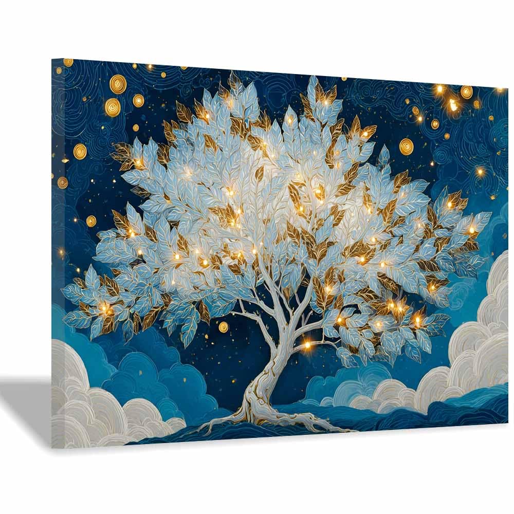 DMZPKZB Tree Of Life Large Wall Art Vibrants dual color tree Colorful Canvas Art Prints,Abstract Painting,Scenery Wall Decor,For Gallery,Bedroom,Living Room And Hotel(Multicolor)-70x100cm Framed