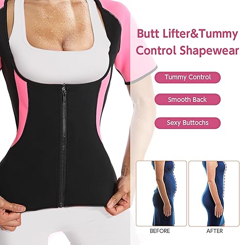 Miniatura 3 de Vigorix Traje de sauna para mujer, de neopreno, adelgazante, entrenamiento, sudor, sauna, chaleco de sauna, entrenamiento de cintura para mujeres,