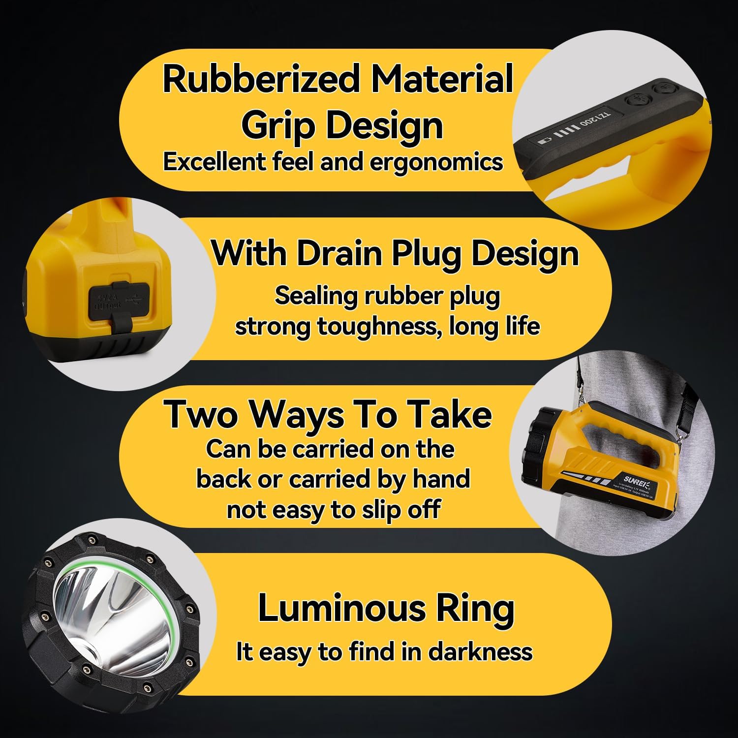 SUNREI Linterna LED recargable