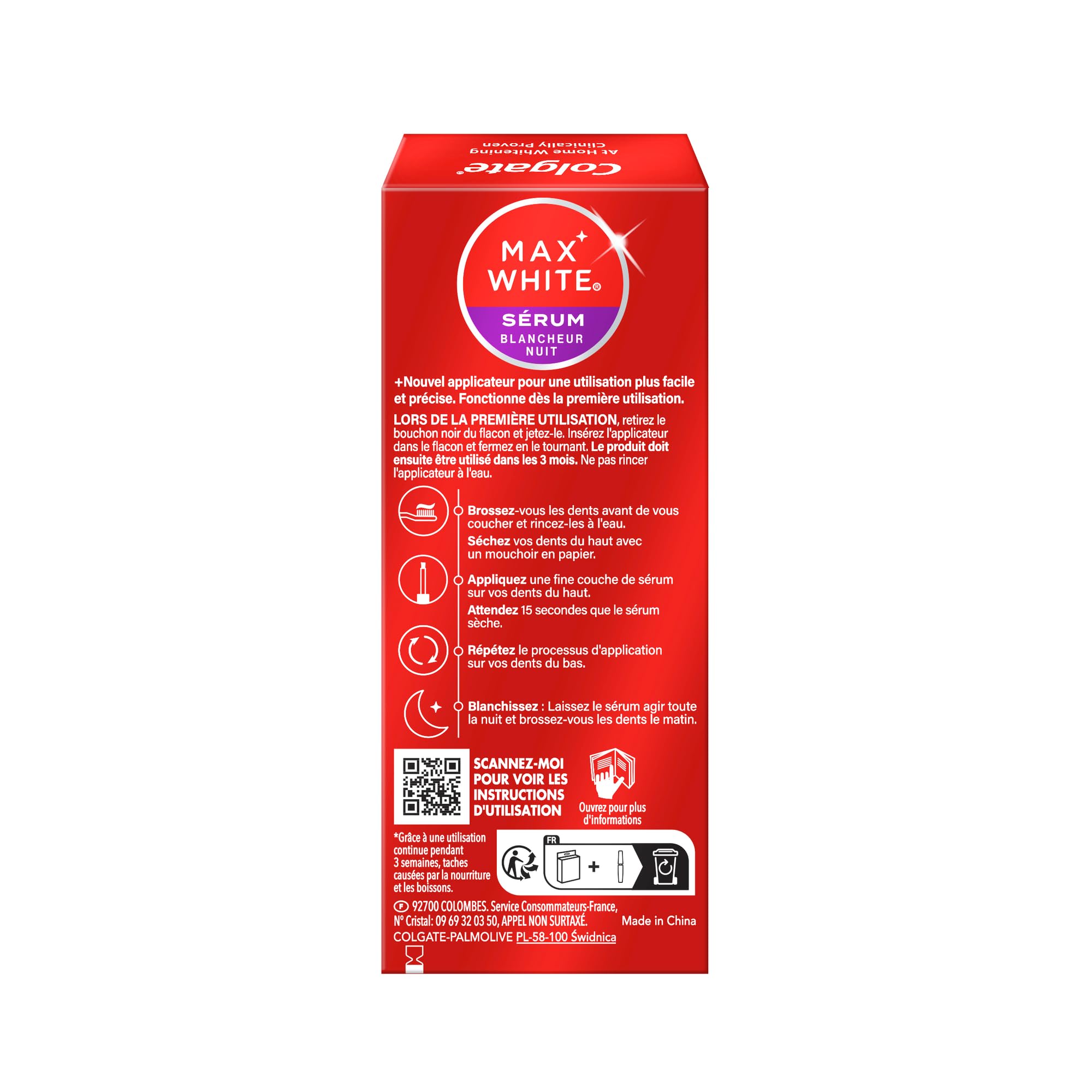 Colgate - Routine Blancheur Purple - Toner 40 ml - Siero Night Max White - 2,5 ml - Dentifricio 75 ml