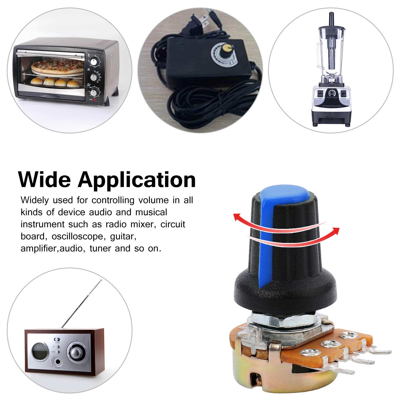 WiMas 45pcs Potentiometers Assortment Kit Knurled Shaft Linear