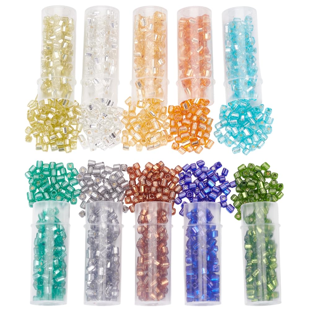 Perles de verre de 3 mm cubiques et colorées pour fabriquer des bracelets et boucles d'oreilles