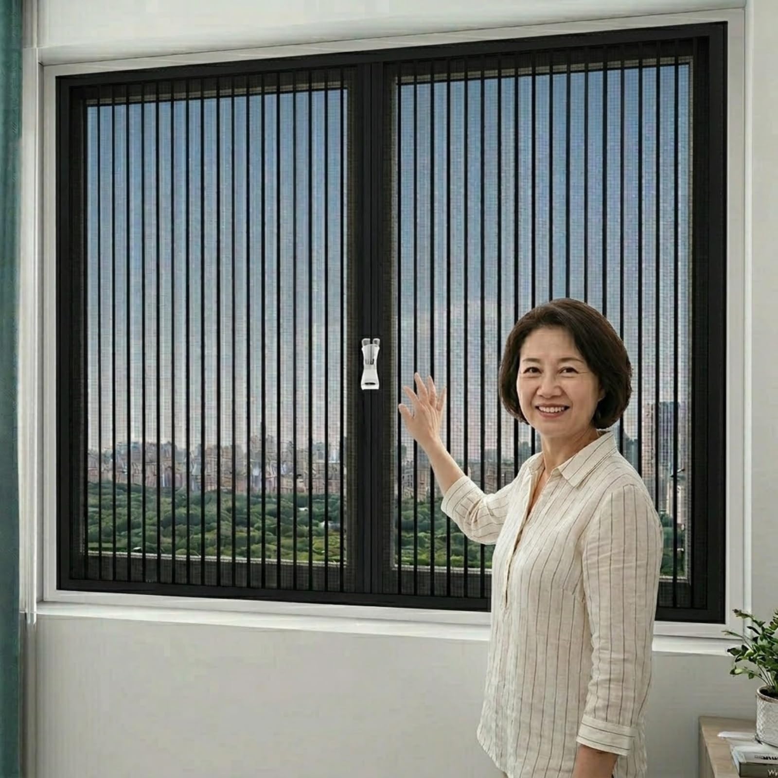 KING KONG MESH Zipper Version Self-Adhesive Screen, Mosquito Protection Insect Repellent Mesh Curtain for Pets Bedroom Balcony Temporary Seasonal Use, Allows Fresh Air(Black,95x200cm)