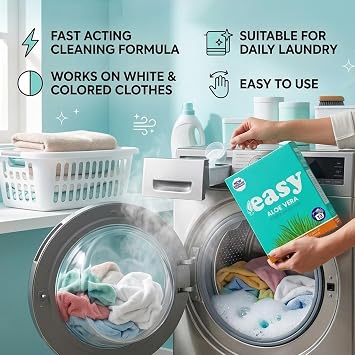 Washing Powder, Powerful, Deep Cleaning, Fast Acting Formula, Lightweight, Multipurpose, Easy to Use, Ideal for Homes, Hotels, Laundries, 13 Wash (Aloe Vera, Pack of 2)