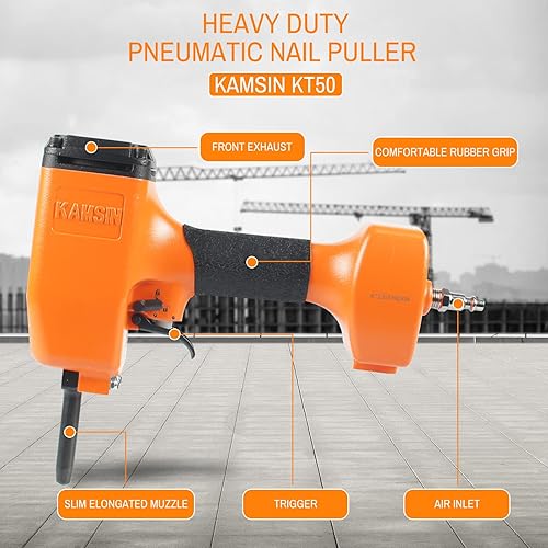Miniatura 2 de KT50 - Extractor de clavos neumático, clavador profesional de alta resistencia, removedor de uñas de entrada de aire NPT de 1/4 pulgadas, removedor