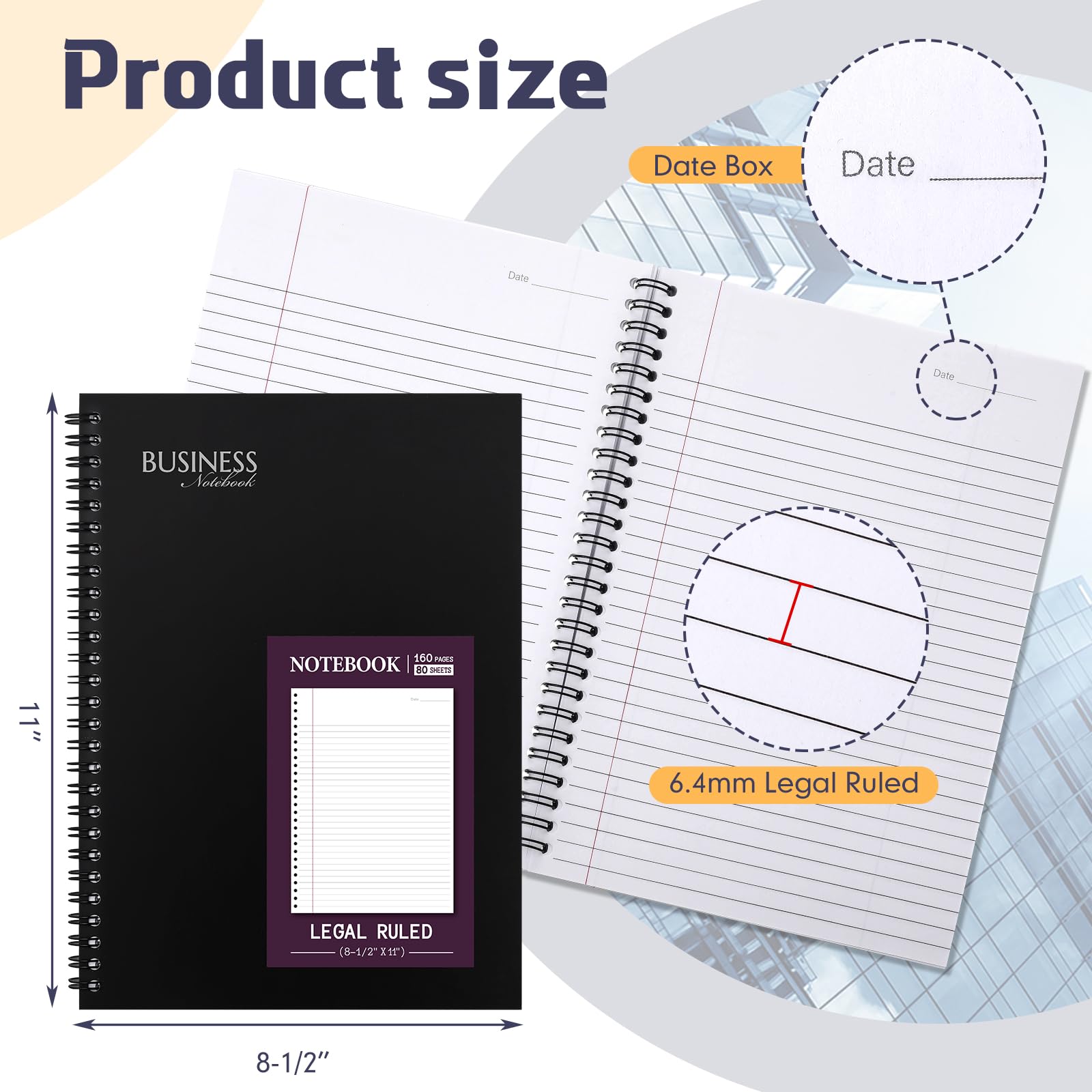 Resurhang Confezione da 8 quaderni a spirale legali a righe, 8 x 27,9 cm, 80 fogli per blocco, diario professionale per ufficio, agenda, lavoro, riunioni, uomini e donne (viola)