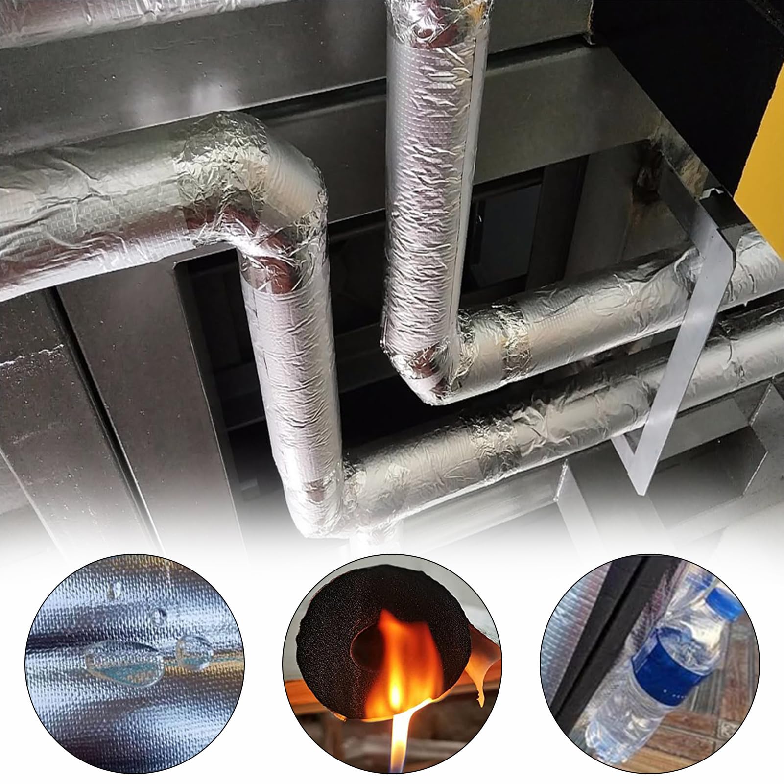 Schaumstoff Schlauch Rohrisolierung, Rohrisolierung Isolierschlauch mit Aluminiumfolie, Innendurchmesser 76/89/114/168mm,für Innen Außenwasserleitungen, Klimaanlagen (ID)114mm x (T)30mm x (L)0.95m
