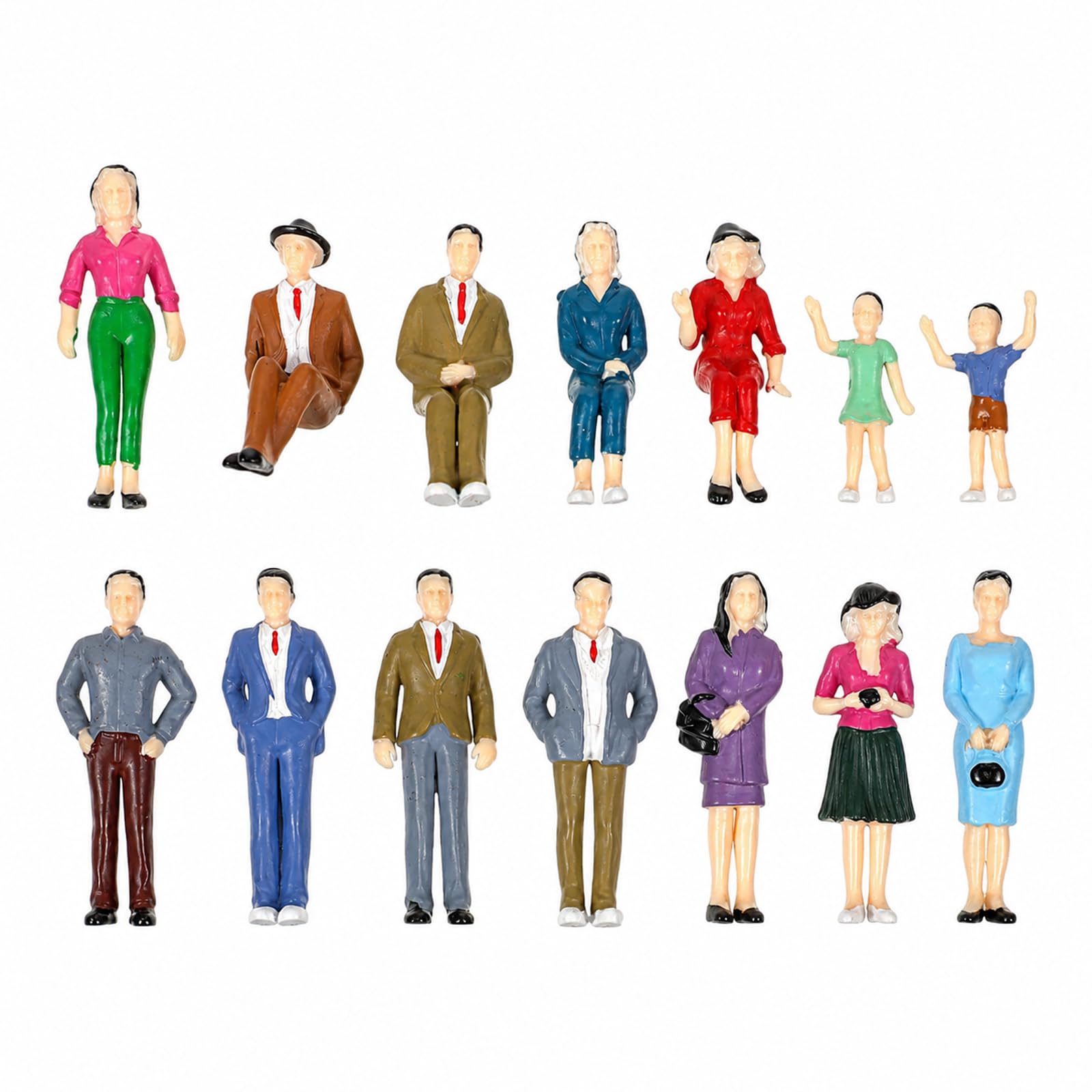 14pcs Mini People Figurines 1:25 Scale Tiny Architectural Painted Model