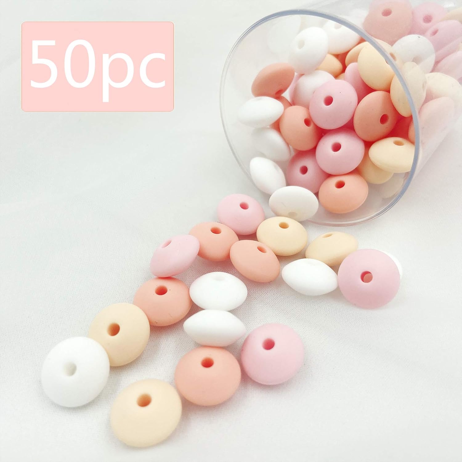 12mm 50pc Silicone Saucer Loose Nursing Chewable Beads for DIY Jewelry