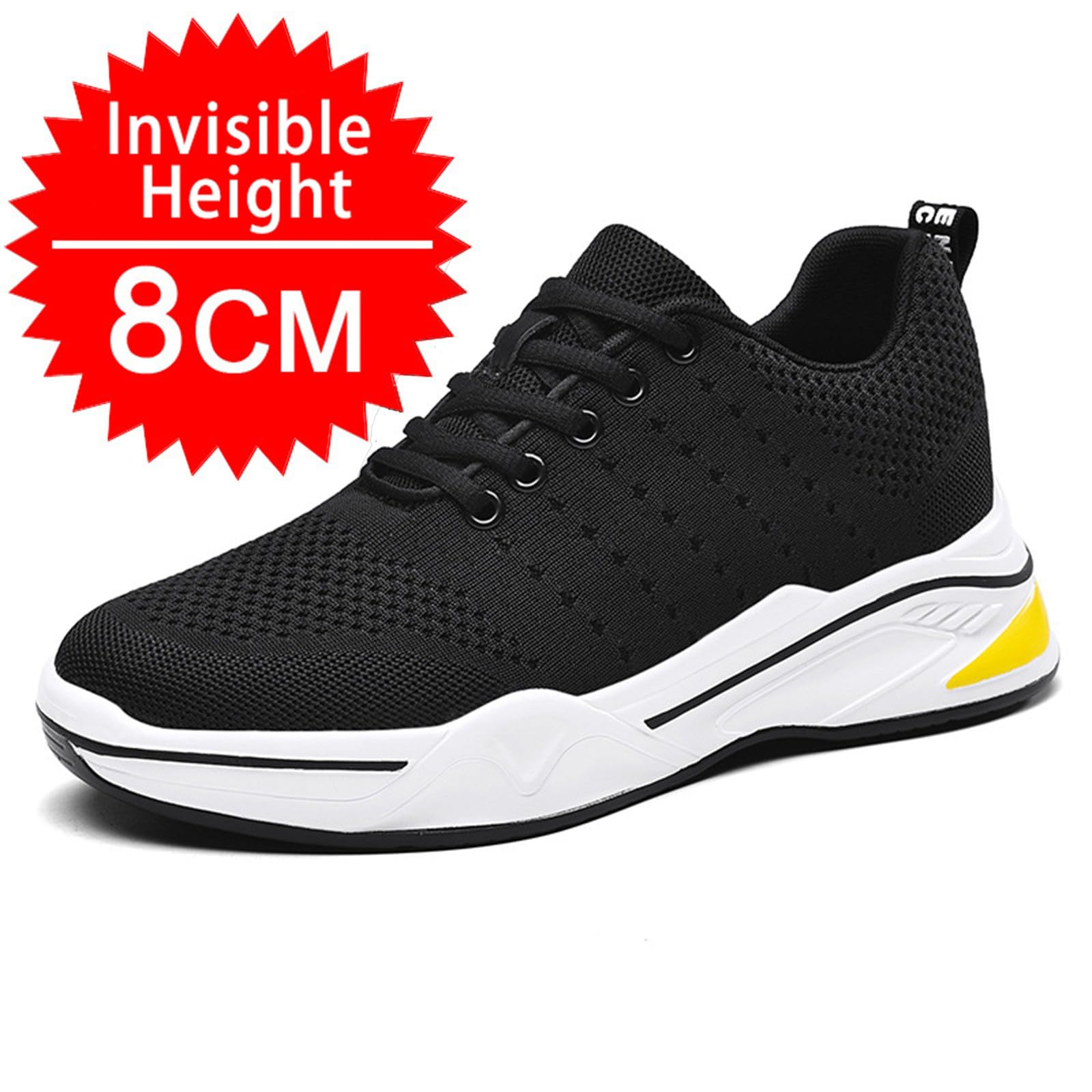Zapatillas de correr para hombre, de malla, transpirables, ligeras, antideslizantes, para correr, para hombre, 8 cm, invisibles, para el tiempo libre, para el gimnasio, fitness, correr, para
