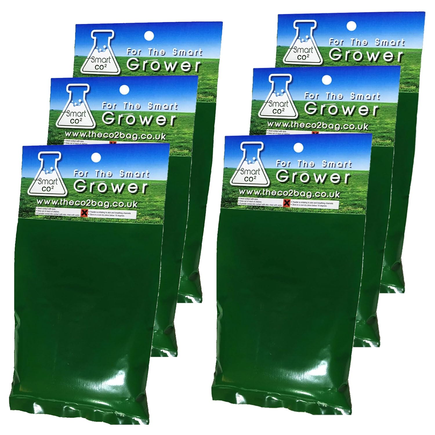 GEM-GARDEN Pack of 6 Smart CO2 Bag Hydroponics Tent Room Generator Like Exhale Grow Bloom, Green, 10 x 5 x 5 cm