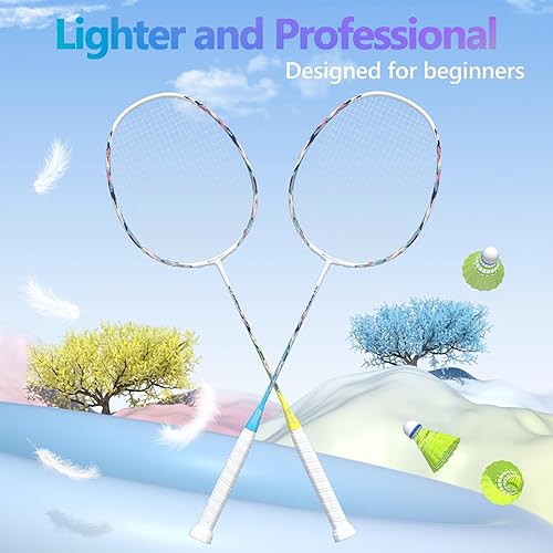 Miniatura 4 de Raquetas de bádminton profesionales de fibra de carbono para patios traseros y gimnasio
