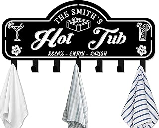 Custom Hot Tub Towel Rack Wall Mount Personalized Name Towel Hook Outdoo...