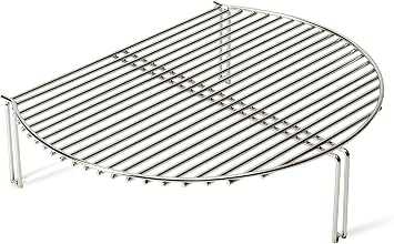 Kamado Joe KJ23RH Classic I Smoker BBQ, Outdoor Charcoal Barbecue Grill In Red With Cast Iron Cart, Heat Deflectors And Ash Tool & KJ SCS Stainless Steel Classic Grill Expander