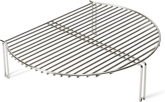 Kamado Joe KJ23RH Classic I Smoker BBQ, Outdoor Charcoal Barbecue Grill In Red With Cast Iron Cart, Heat Deflectors And Ash Tool & KJ SCS Stainless Steel Classic Grill Expander