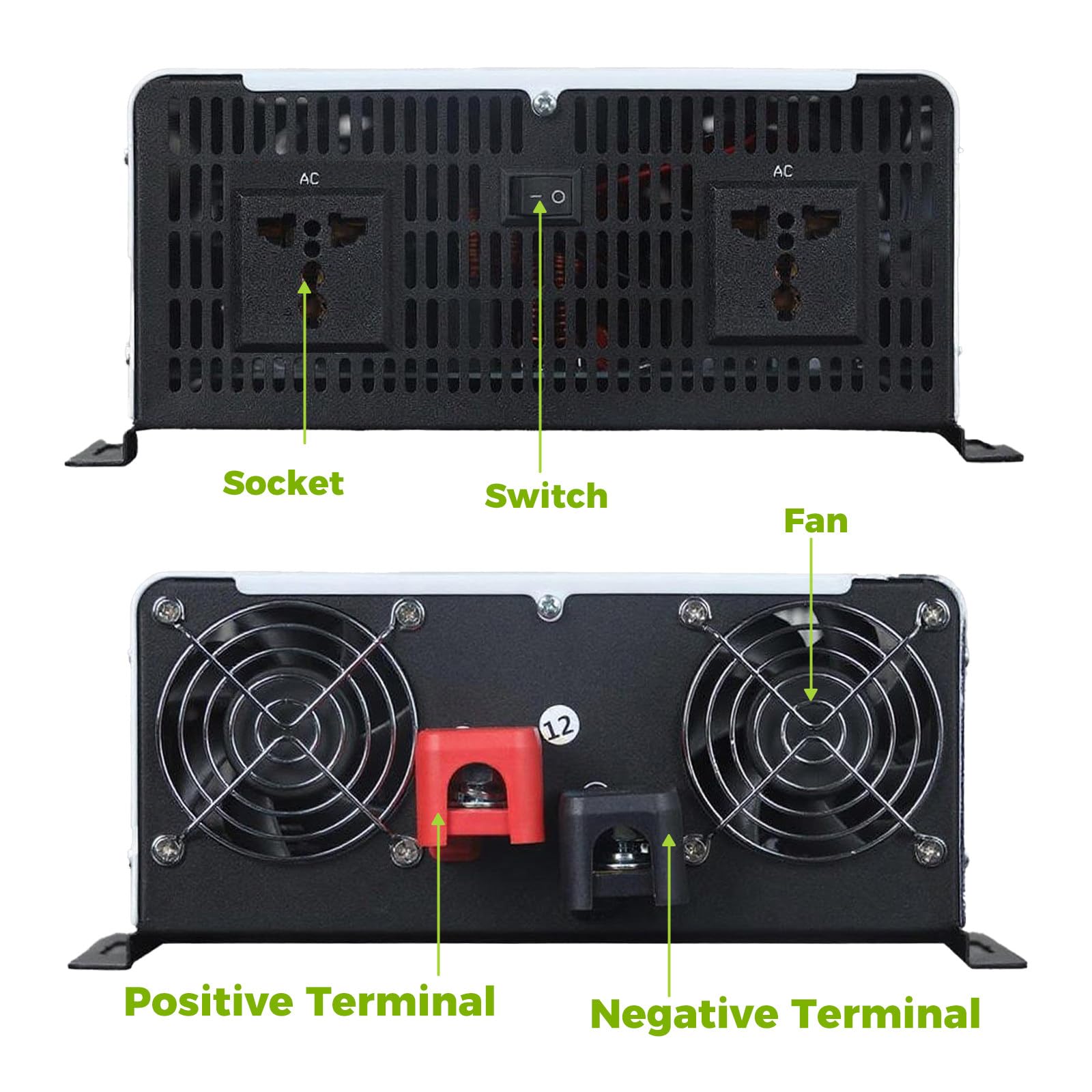 Falownik sinusoidalny 5000 W, przetwornica 12 V do 230 V AC, hybryda solarna do domu, kampera, ciężarówki, kempingu poza siecią (50 Hz/60 Hz), 24 V-220 V do 240 V