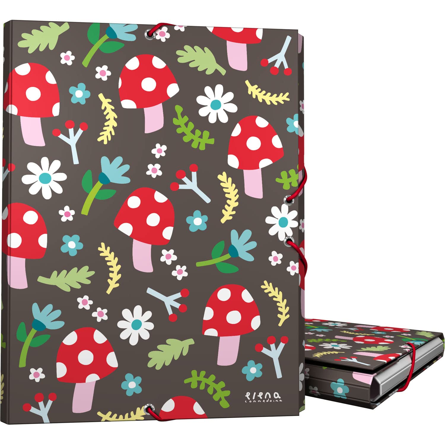 Grafoplás | 3 Flap Folder | Lined Cardboard | Hardcover | Folio Size | Elena Corredoira Mushrooms Design Collection | FSC Certified